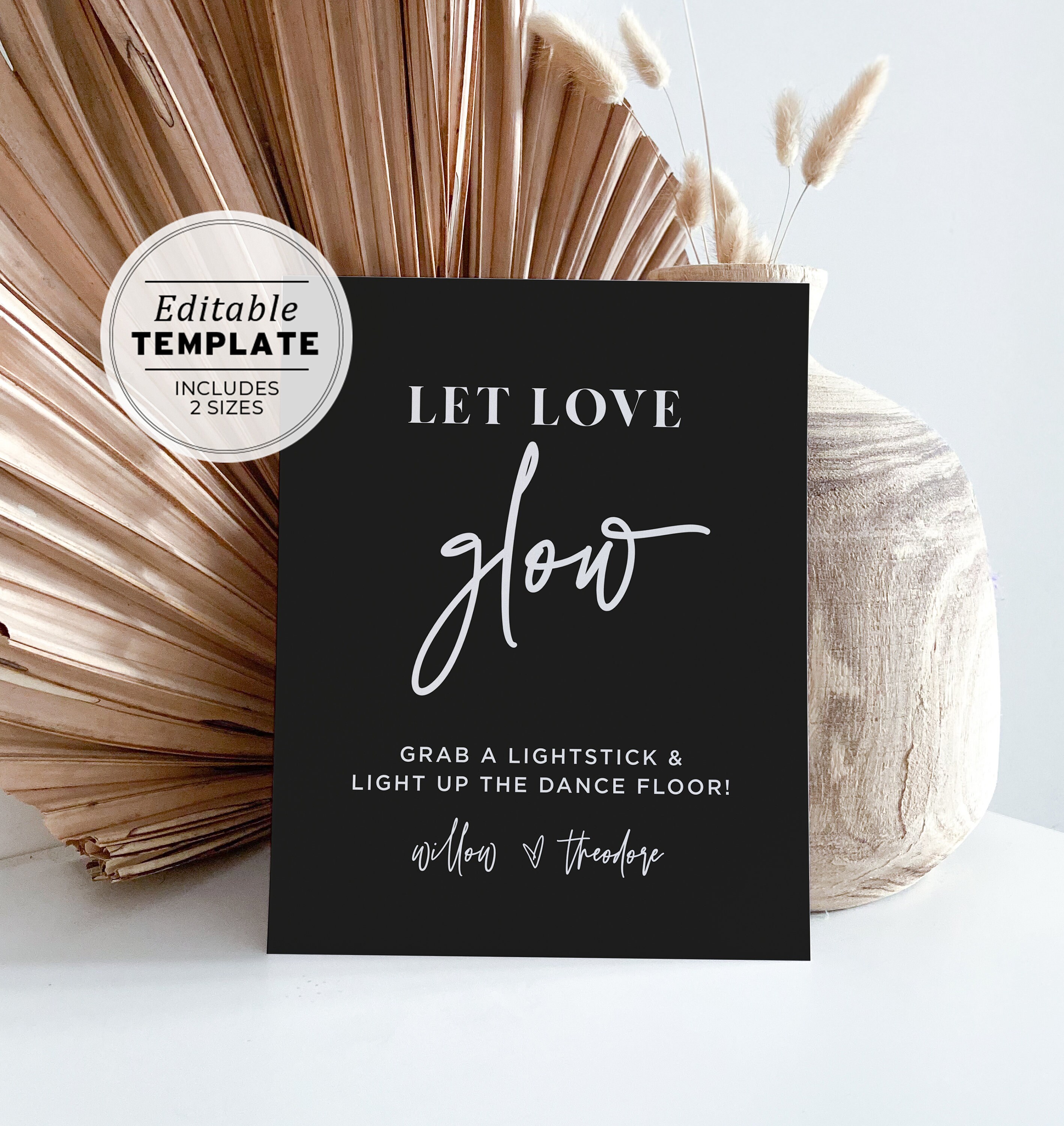 Glow Stick Send Off, Let Love Grow, 4x6 5x7 8x10 Printable