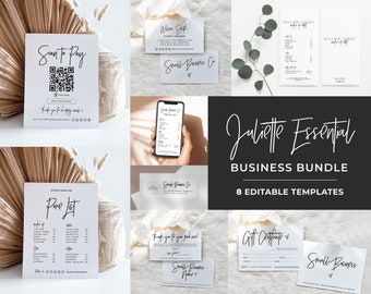 Minimalist Essential Business Bundle, 8 templates, Printable | EDITABLE TEMPLATE Juliette #050 #043