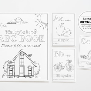 Montessori ABC Baby Shower Malbuch, Babys erstes ABC-Buch, Baby-Dusche-Spiel, Baby Alphabet Buch, Baby-Dusche-Aktivität, printable