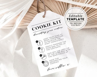 Mr White Minimalist Cookie Kit Gift Tag Template, DIY Cookie Decorating Kit Tag | EDITABLE TEMPLATE #001