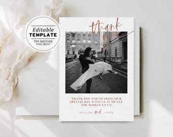 Ceramica Minimalist 'Thank You' Card, Wedding Thank You Card | EDITABLE TEMPLATE #045