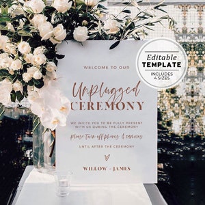 Ceramica Unplugged Ceremony Sign Template, Minimalist Unplugged Wedding Sign, Printable Unplugged Sign #045