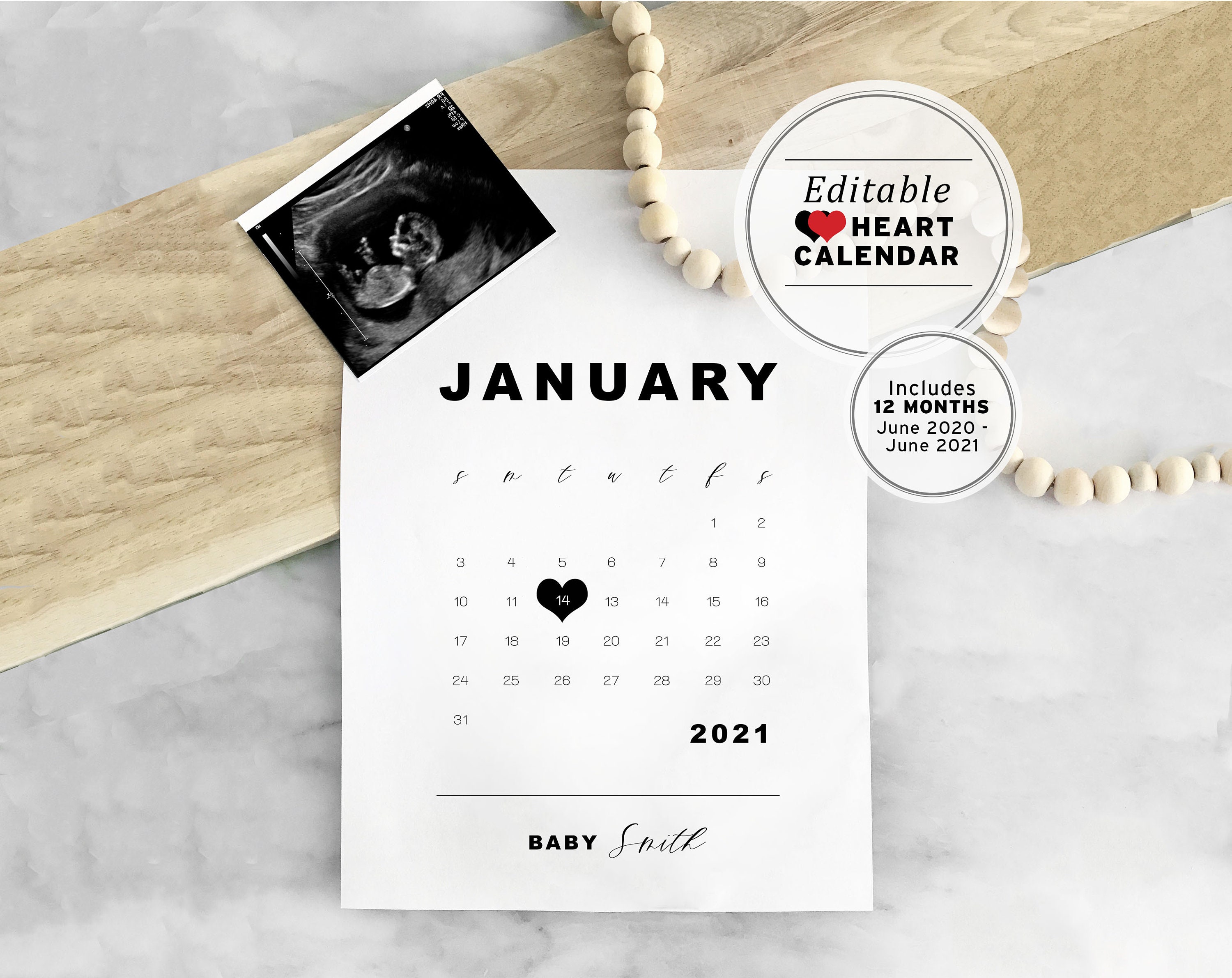 Download The York Pregnancy Announcement Calendar EDITABLE TEMPLATE | Etsy