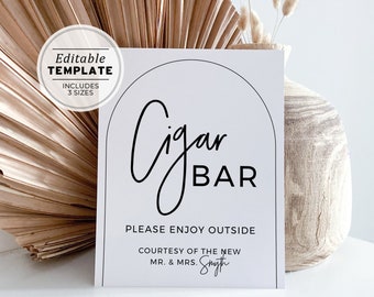 Noir Arch Minimalist Wedding Cigar Bar Sign | PRINTABLE EDITABLE TEMPLATE #049