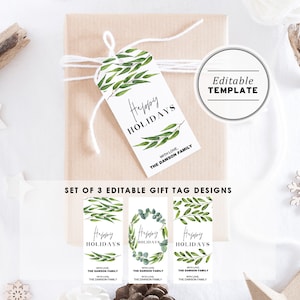 Editable Christmas Gift Swing Tags Printable Set of 3 Designs | Personalised Christmas Gift Tags | Merry Christmas Gift Tag