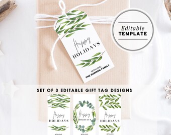 Editable Christmas Gift Swing Tags Printable Set of 3 Designs | Personalised Christmas Gift Tags | Merry Christmas Gift Tag