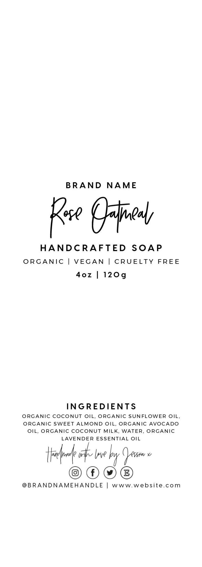 Minimalist Editable Soap Label - 4 SIZES 2.5" x 6"/7"/8"/9", Belly Band, Soap Packaging | EDITABLE TEMPLATE #050 #043 Juliette image 8