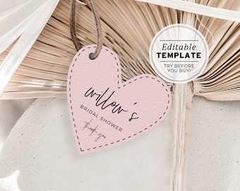Blush Minimalist Heart Gift Tag Template, Favor Swing Tags, Gift Tags | EDITABLE TEMPLATE #035