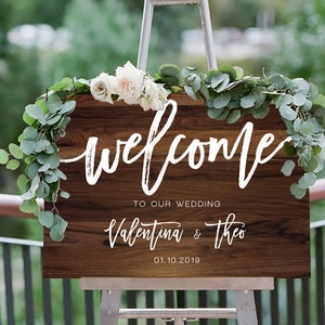 Wood Textured Wedding Welcome Sign, Editable Template, Printable image 4