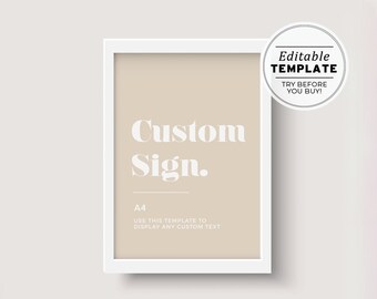 Scandi Minimalist Customizable Blank Sign Printable Template A4 #047