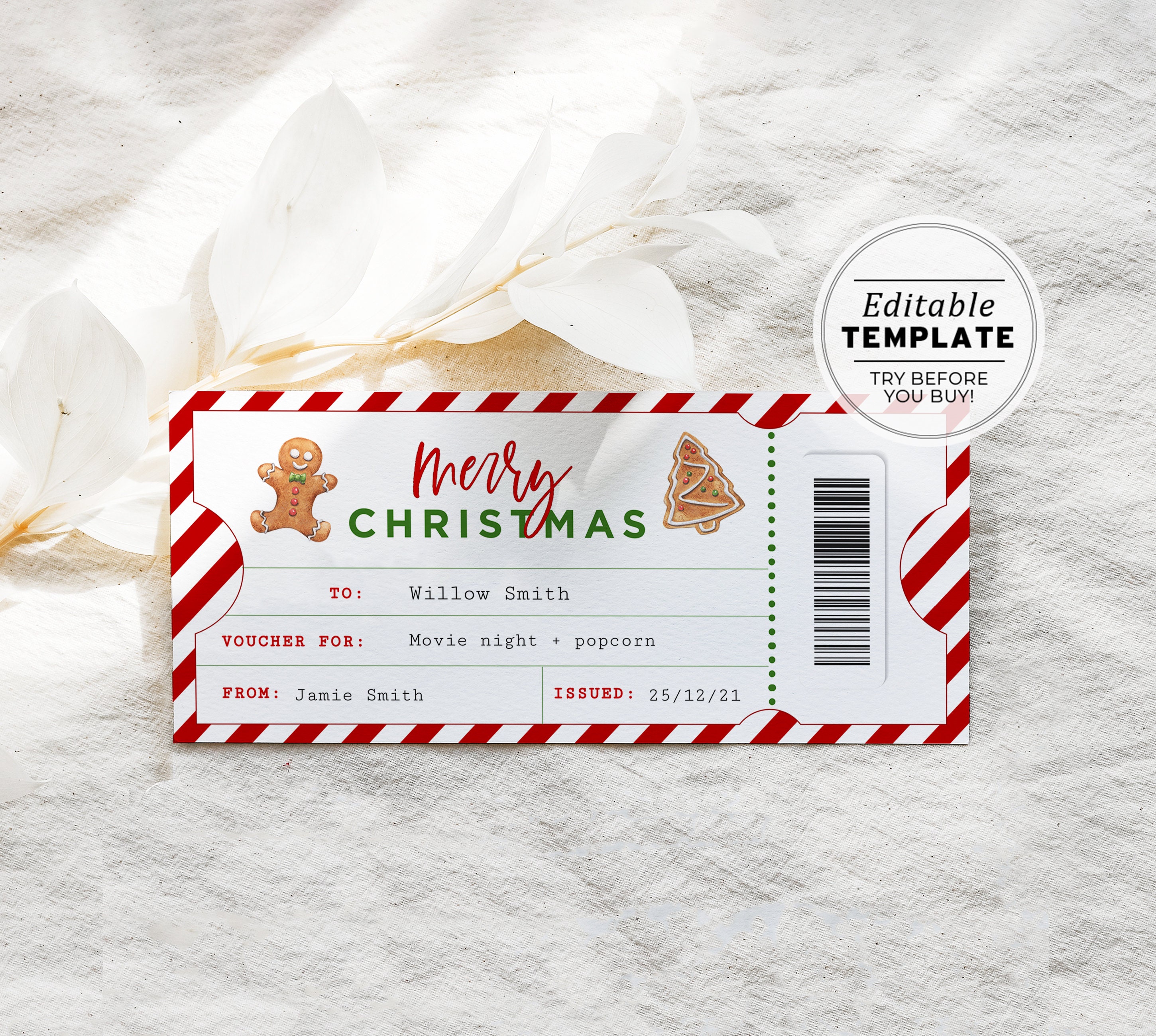 Printable Christmas Gift Certificate, Santa Gift Voucher, Gift