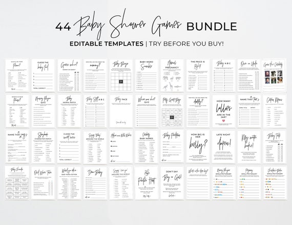 → View on Etsy: Baby Shower Games, Minimalist Baby Shower Game Bundle, Baby Shower Activities, Digital Download, Printable Editable Template #004 Juliette Baby Shower Games, Minimalist Baby Shower Game Bundle, Baby Shower Activities, Digital Download, Printable Editable Template #004 Juliette