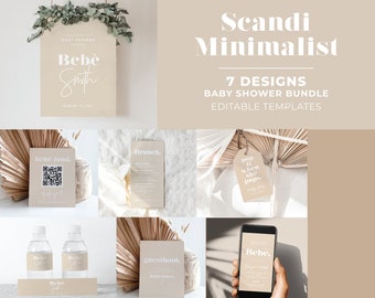 Scandi Minimalist Baby Shower Bundle Templates, Baby Shower Games, Baby Shower Invite, Baby Shower Welcome Sign #047