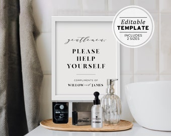 Mr White Minimalist Wedding Bathroom Basket Sign, Mens Bathroom Sign, Mens Room Sign | PRINTABLE EDITABLE TEMPLATE #001