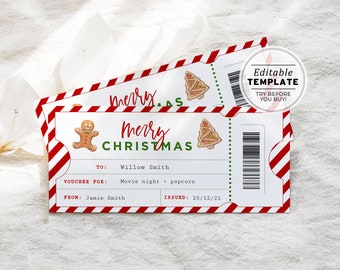 Printable Christmas Gift Voucher Template, Santa Gift Certificate | EDITABLE TEMPLATE #082