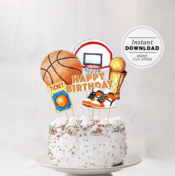 Printable Basketball Cake Topper Watercolor Basketball - Etsy Sweden
