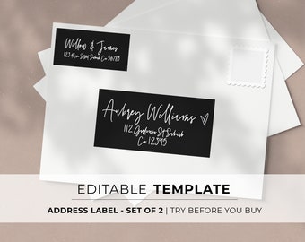 Handwritten Style Envelope Address Label and Return Address Label Template - Set of 2 | EDITABLE TEMPLATE #028 Willow