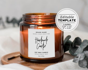 Juliette Minimalist Candle Label Template 2 Sizes: 2.25x2.5" / 3x3.25" | PRINTABLE TEMPLATE #050 #043