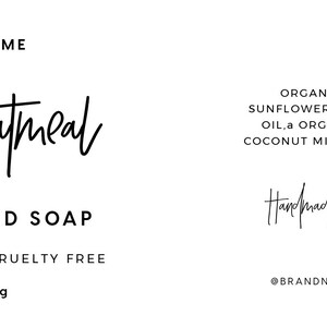 Soap Labels, Handmade Soap Label Template, Small Business Belly Band Soap Packaging, Editable Template #050 #043 Juliette Minimalist image 9