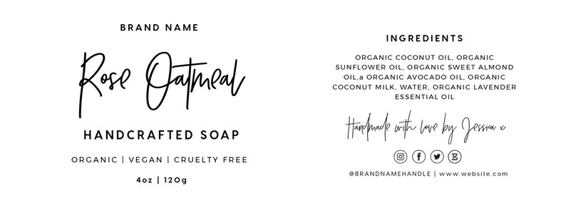 Soap Labels, Handmade Soap Label Template, Small Business Belly Band Soap Packaging, Editable Template #050 #043 Juliette Minimalist image 9