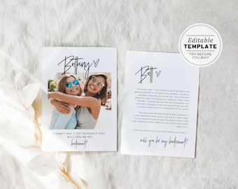 Juliette Minimalist Will you be my bridesmaid Bridesmaid Proposal Photo Card | EDITABLE TEMPLATE #004