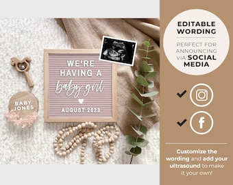 Heidi Digital Pregnancy Announcement Photo, Pregnancy Announcement for Social Media, Letterboard Announcement, Editable Template