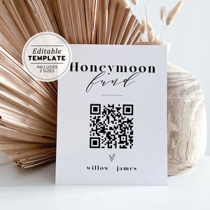 Mr White Minimalistyczny Fundusz na miesiąc miodowy Kod QR do wydrukowania | EDYTOWALNY SZABLON #001
