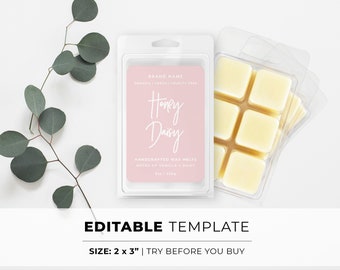 Minimalist Wax Melt Label Template - 2x3" | EDITABLE TEMPLATE #051 #043 Blush Minimalist