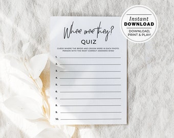 Juliette Where Are They Proto Bridal Shower Game, Wedding Shower Game, Hen's Party Game, Printable | INSTANT DOWNLOAD #004