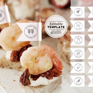 Minimalistische Diät Flaggen - 12er Set, Vegan, Vegetarisch, Honig, Gluten, Nuss, Ei, Laktosefrei, druckbar | EDITIERBARE VORLAGE #004 #041
