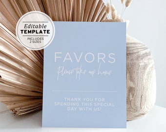 Powder Blue Editable Favor Sign Template | Printable EDITABLE TEMPLATE #036
