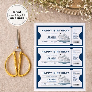 Printable Birthday Cruise Trip Boarding Pass, Cruise Voucher Template ...