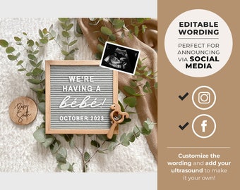 Moira Digital Pregnancy Announcement, Baby Announcement Social Media, Editable Pregnancy Reveal Template, Letter Board Pregnancy Announce