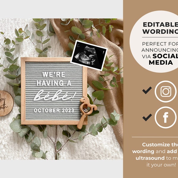 Moira Digital Pregnancy Announcement, Baby Announcement Social Media, Editable Pregnancy Reveal Template, Letter Board Pregnancy Announce