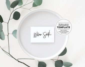 Juliette Minimalist Wedding Place Cards | PRINTABLE EDITABLE TEMPLATE #004