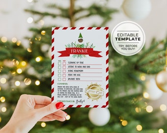 Elf Report Card, Elf on the Shelf Report Card, Christmas Elf Note, Elf Report Letter | PRINTABLE EDITABLE TEMPLATE Buddy #091 #092