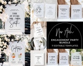 Noir Arch Minimalist Engagement Party Bundle, 11 piece set, Printable, Party Signage and Stationery Kit | EDITABLE TEMPLATE #049