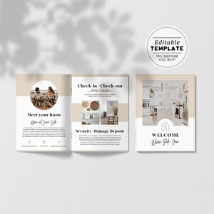 May include: A welcome guide for a rental property called Willow Bark House. The guide includes information about the hosts, check-in and check-out times, security deposit, and a welcome message.
