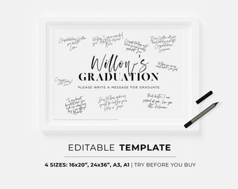 Graduation Party Guestbook Poster Template | PRINTABLE, EDITABLE TEMPLATE