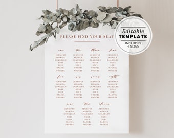 Ceramica Minimalist Wedding Seating Chart Template Printable | EDITABLE TEMPLATE #045