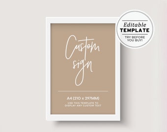 Nue Minimalist Customizable Blank Sign Printable Template A4 #038