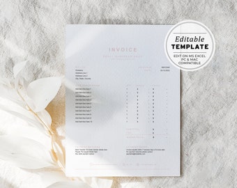 Minimalist Excel Spreadsheet Invoice Template | DIGITAL DOWNLOAD #051 #043 Blush