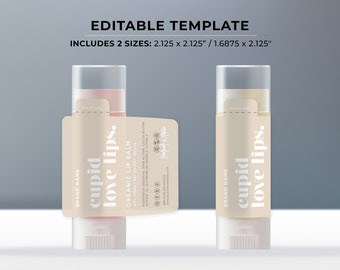 Minimalist Lip balm Custom Wrap Around Label - 2 Sizes: 2.125x2.125" / 1.6875x2.125"  | EDITABLE TEMPLATE #053 #043 Scandimini