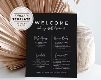 Willow Minimalist Holiday Rental Welcome Sign Template Printable | EDITABLE TEMPLATE #054 #043