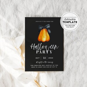 Minimalist Halloween Party Invitation Template, Printable Halloween Party Invite | EDITABLE TEMPLATE
