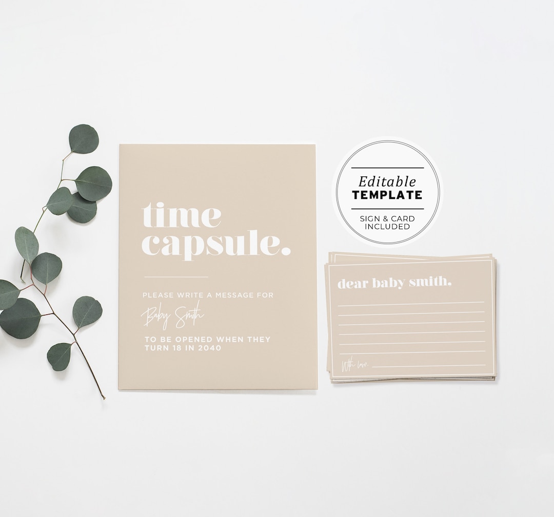 Time Capsule Card Design Examples Time Capsule Template, First Birthday Time Capsule, Baby Shower Time ...