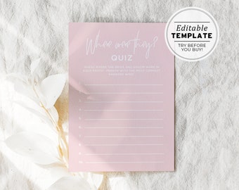 Blush Minimalist Where Were They Bridal Shower Game, Wedding Shower Games, Hens Party Games | EDITABLE TEMPLATE #035