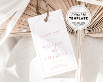 Editable Blush Arch 'Thank You' Favor Swing Tags, Gift Tags | EDITABLE TEMPLATE #037