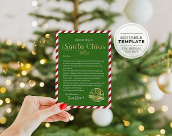 Editable Letter From Santa, Personalized Santa  Claus Letter, Christmas Eve Printable Santa Letter, Christmas Eve Box EDITABLE TEMPLATE #093