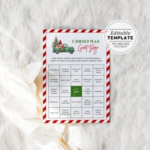 Christmas Christmas Bingo Game, Holidays Bingo Game, Christmas Party Games, Christmas Activities, Holiday Game | PRINTABLE EDITABLE TEMPLATE